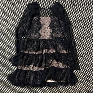 DO+BE Black and Cream Lace Kids Dress